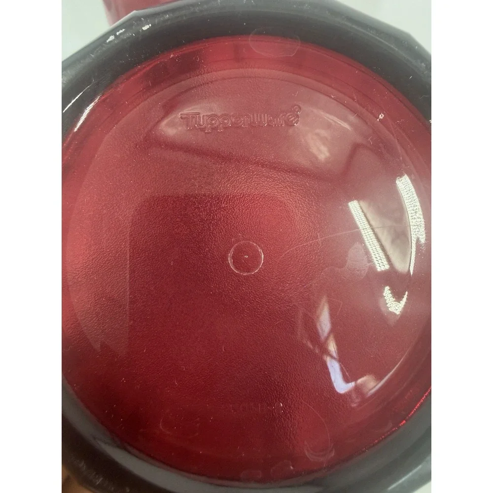Vintage Tupperware Cranberry Red Ruby Acrylic Pitcher Cups Set Preludio Rare 7pc